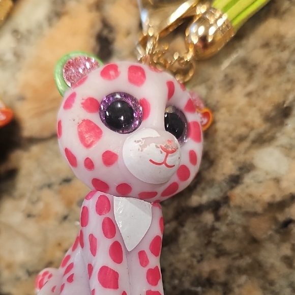 Ty Pink and Yellow Spotted Animal Keychain Set - Picture 4 of 7
